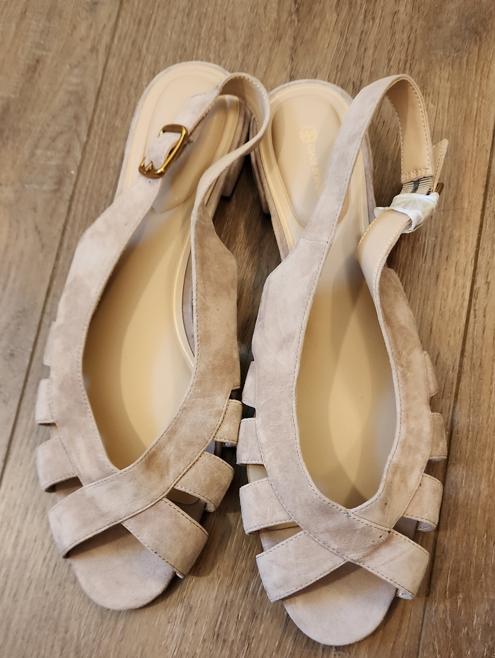 Giani Bernini Essie Fisherman Peep Toe Slingback Suede Flat Sandals size 12